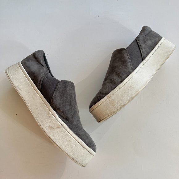 Vince Womens Suede Slip On Platform Warren Sneakers‎ Gray White Size 8US 38EU - Picture 4 of 7